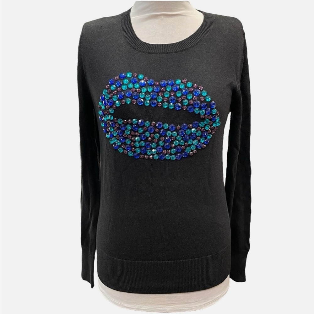 HALOGEN Black & Blue Sequin Embellished Sweater